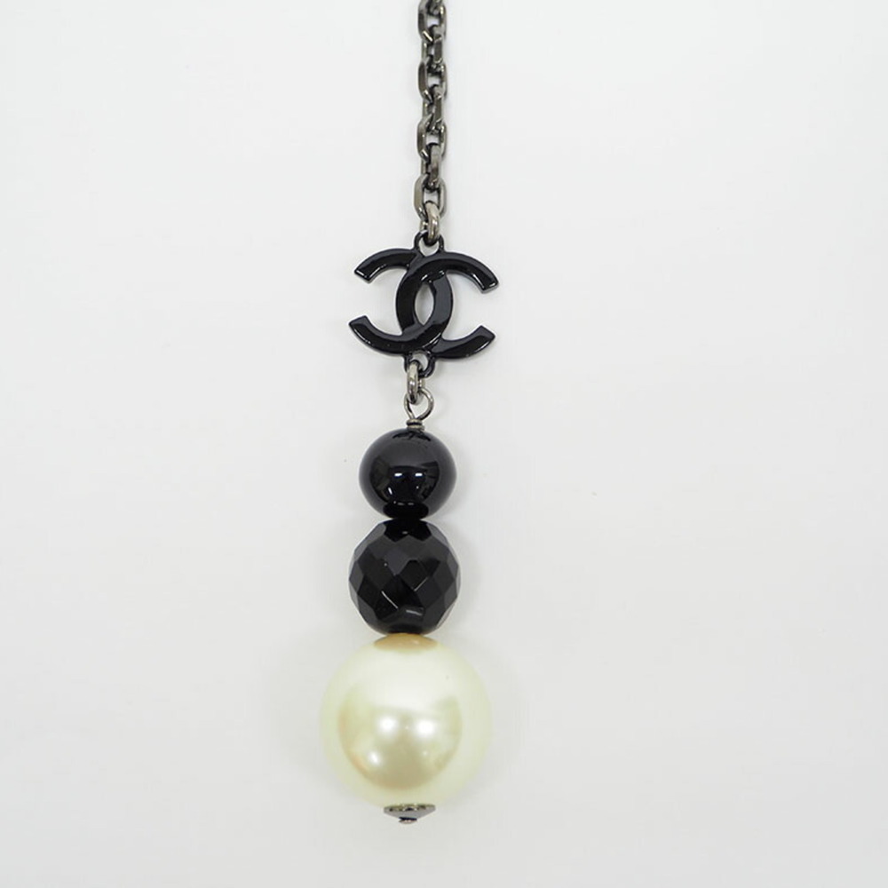 CHANEL pearl Y-shaped necklace 05P black pendant ladies - Picture 2 of 9